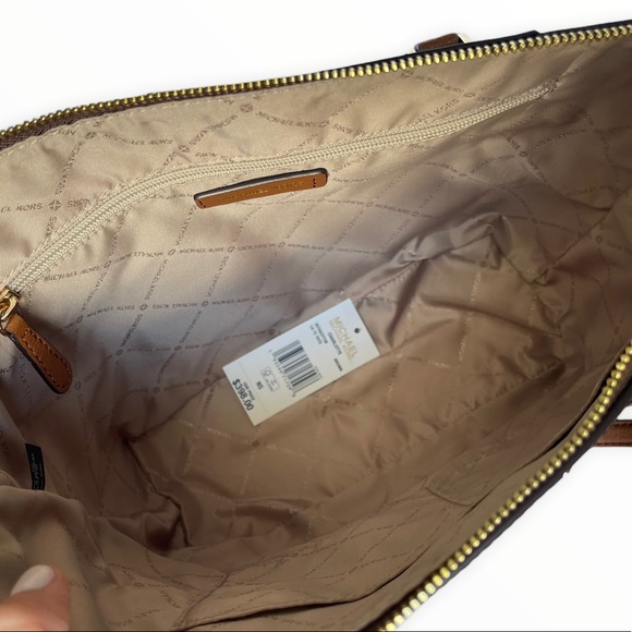 Michael Kors Charlotte Leather Tote bag Brown MK print - Picture 7 of 14